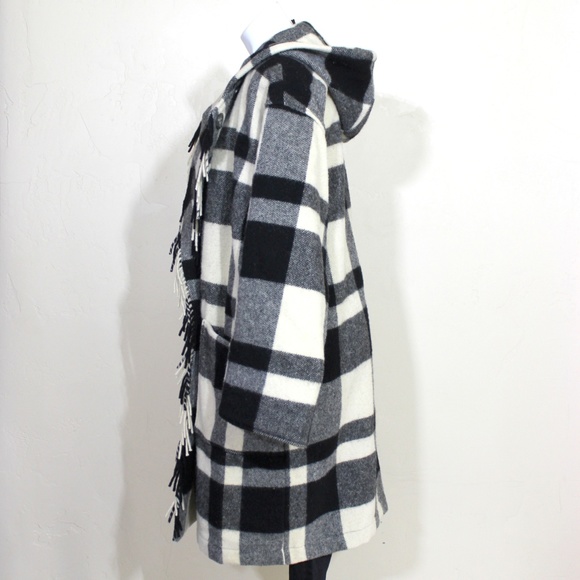 Vintage L.L. Bean Maine Buffalo Plaid Fringe Coat - Picture 5 of 8